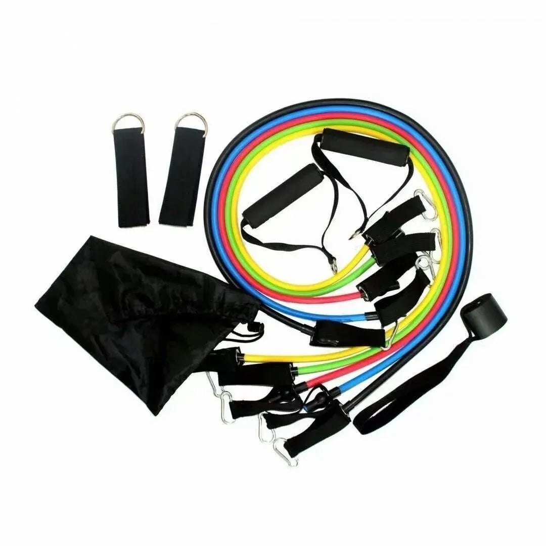 11pcs TPE Resistance Band Set Fitness Band Pull Rope Elastic Training Band With Door Anchor Handles Carry Bag