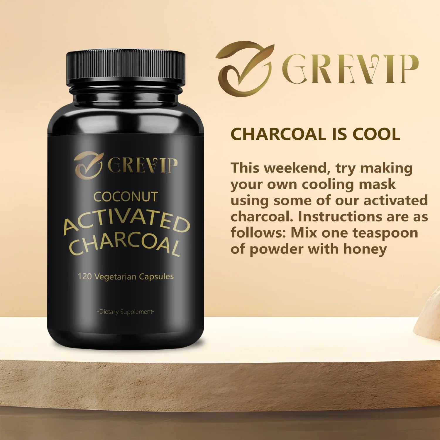 Activated Coconut Charcoal - Helps Maintain Healthy Digestion - 120 Capsules