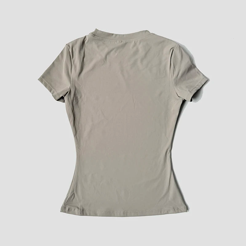 Women's Sports Yoga Set Seamless Knitted Fitness Gym Clothes Sportswear Short Sleeve Crop Top
