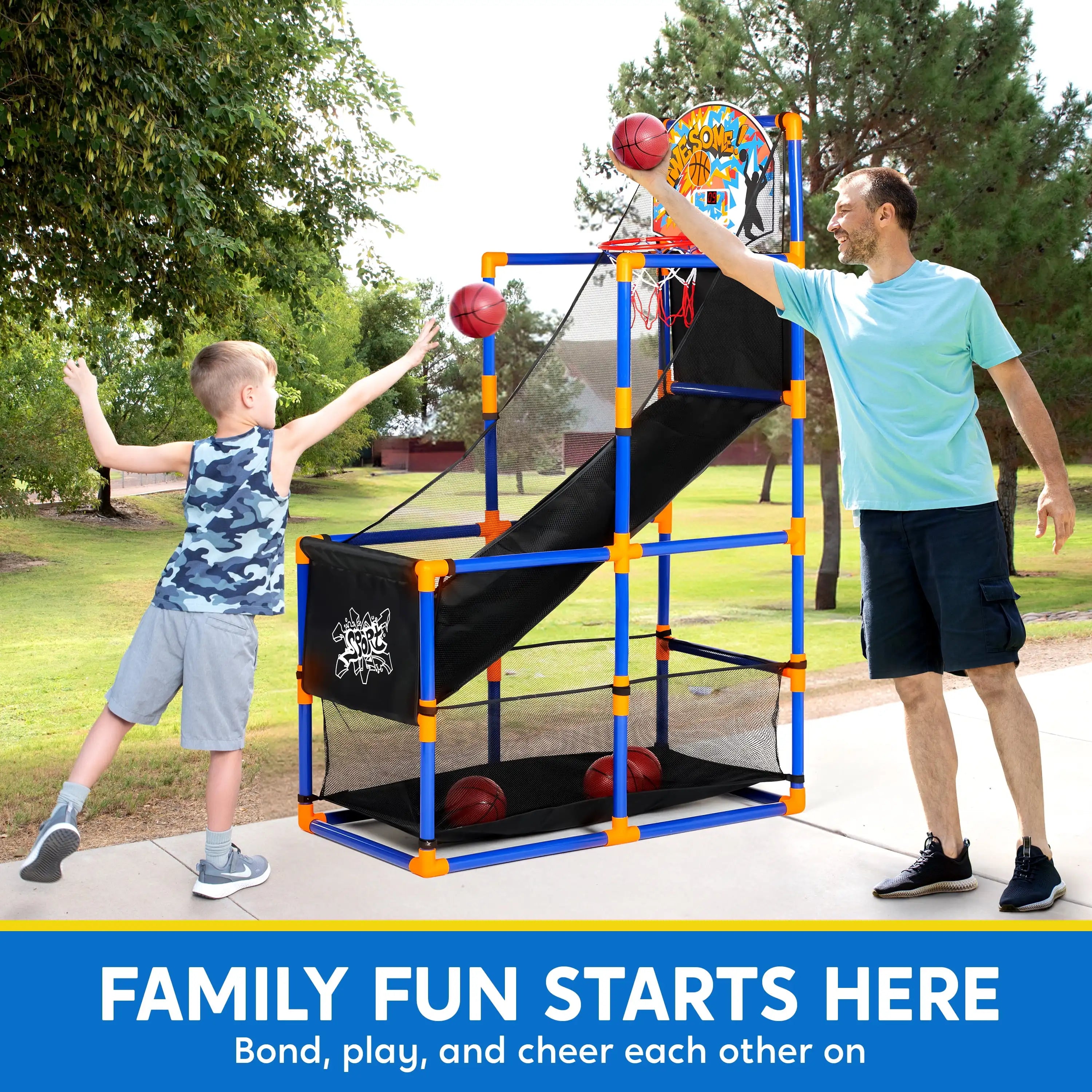 LED Scoring Arcade Basketball Game with 4 Balls Adjustable Height 44"-55"Basketball Stand Hoop Toys Gift for Ages 3-12